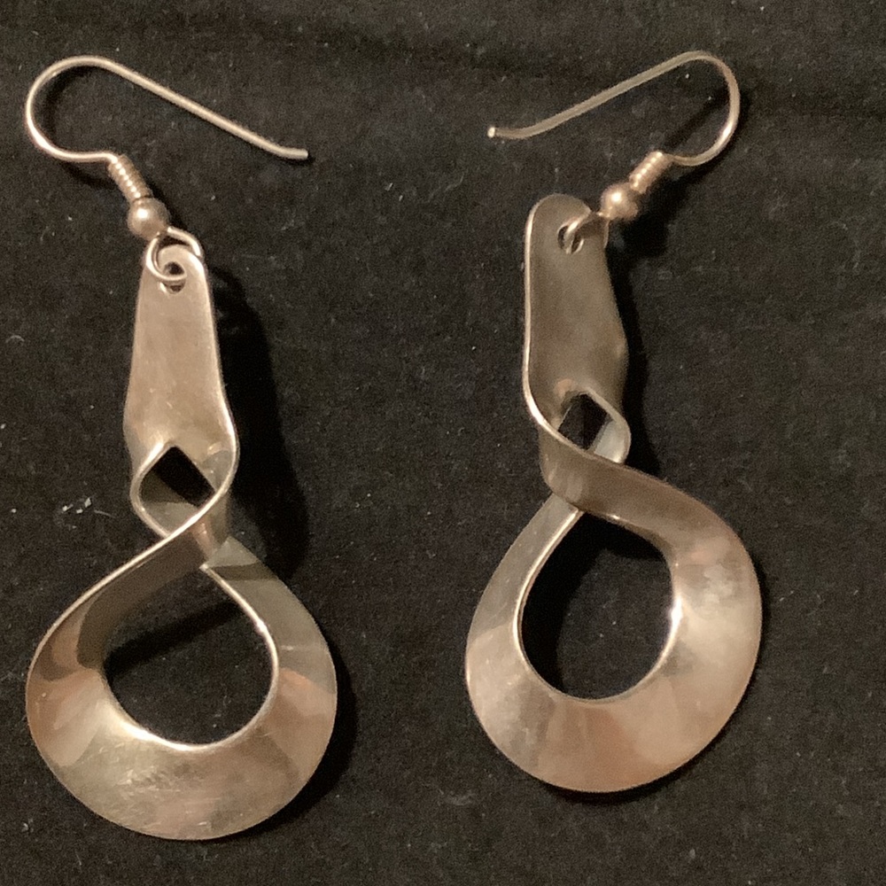 Silver twisted loop earrings